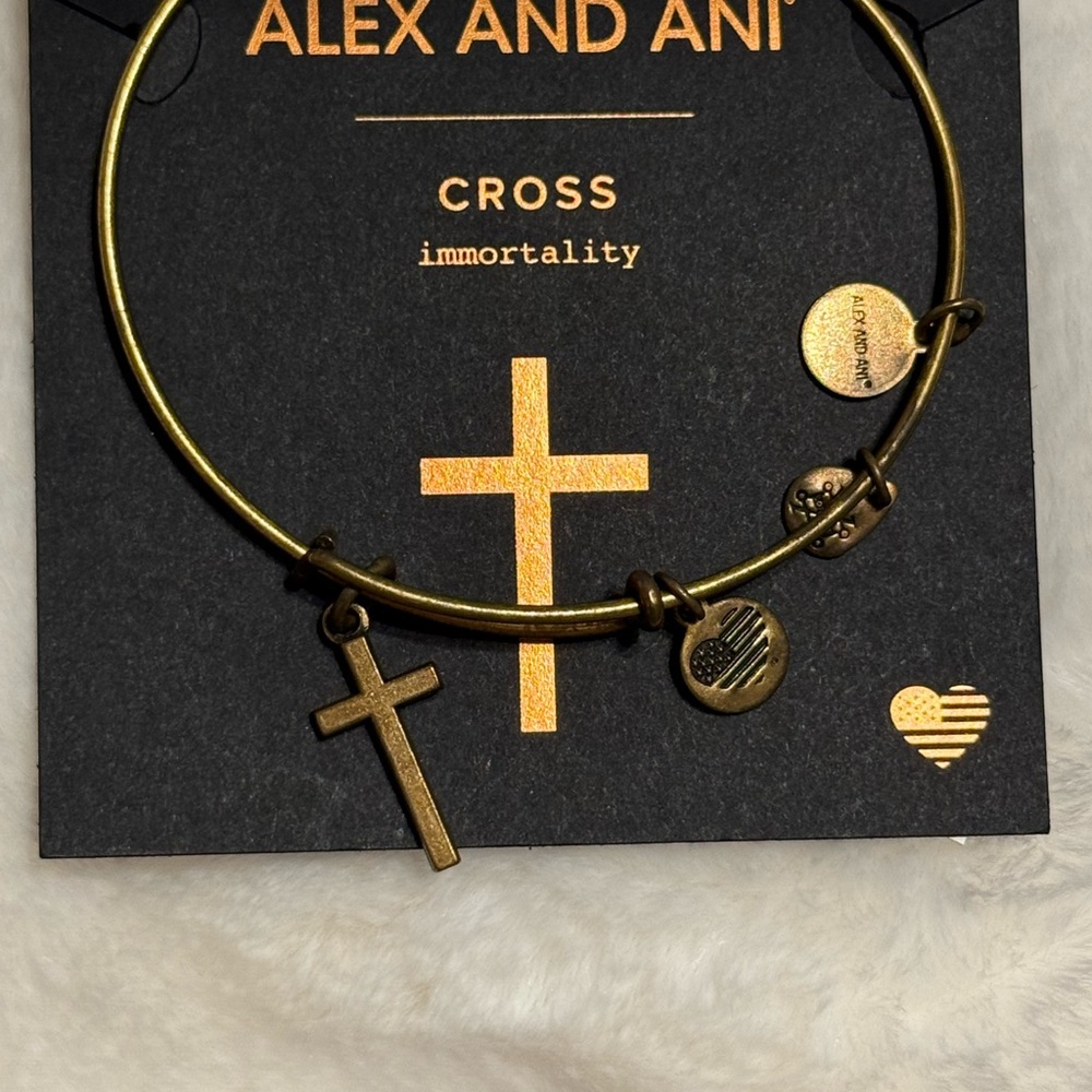 Alex and Ani Gold Cross Charm Bangle
